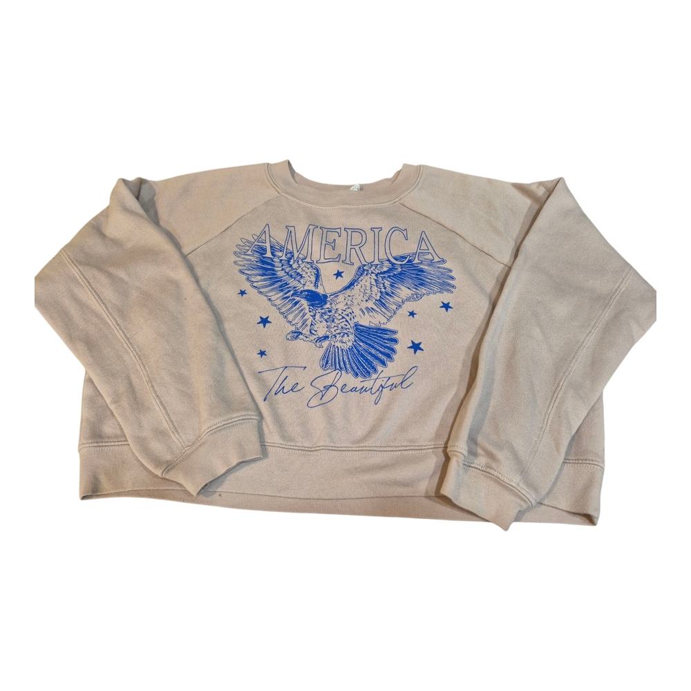 Oat Collective Beige Crop Style Sweatshirt Medium Americana